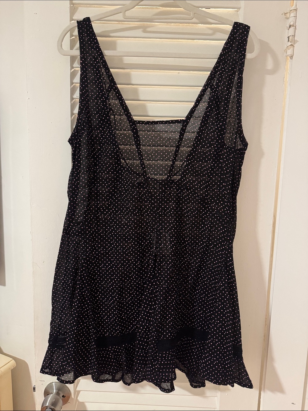 NWT Free People Black Dress with Pink Polka Dots